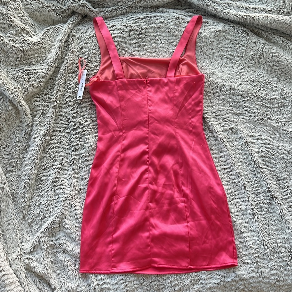 AQUA|Barbie Pink|Square neck|Bodycon|mini dress|Satin|Sleeveless|Party|Spring|S - Picture 4 of 8